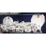 A COLLECTION OF CRESTED CHINA to include a Shelley fishing creel