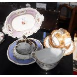 A COLLECTION OF 19TH CENTURY GILT DECORATED TEA CUPS with saucers and similar ceramics