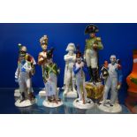 A COLLECTION OF ITALIAN PORCELAIN MILITARY FIGURES including a Naples figure of Napoleon on a gilt