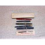 A COLLECTION OF FOUNTAIN PENS, and a Parker '61' presentation case