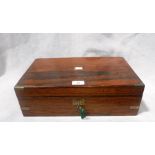 A 19TH CENTURY ROSEWOOD WRITING SLOPE, 40 cm wide