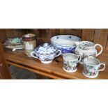 A ROYAL WINTON LUSTRE DISH, a pair of 19th century ceramic tankards and similar ceramics