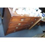 A 19TH CENTURY MAHOGANY CHEST OF DRAWERS, 112 cm wide, and an quantity of pictures