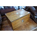 A VICTORIAN WALNUT WORKBOX, 30 cm wide