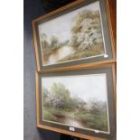 J W COZZARD: Pastoral scene, watercolour, and another similar