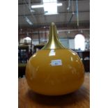 A VINTAGE 1970S ORANGE GLASS HANGING LAMP SHADE