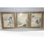 THREE CHINESE WATERCOLOURS ON SILK, one with inscription and seal mark