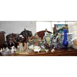 A COLLECTION OF CERAMIC SHIRE HORSES, ceramics and sundries