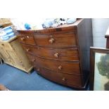 A 19TH CENTURY MAHOGANY BOWFRONTED CHEST OF DRAWERS, 108 cm wide