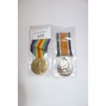 A PAIR OF FIRST WORLD WAR MEDALS, named '19213DA.J. Thompson D.H.RNR'