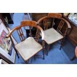 A PAIR OF EDWARDIAN CORNER CHAIRS