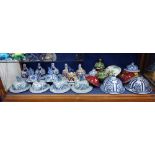 A LARGE COLLECTION OF JAR/VASE LIDS, including three Delft lids, Oriental lids and cloisonne lids