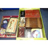 A VINTAGE MECCANO SET, a Victorian box and sundries