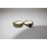 A 'EMERALD' DRESS RING, on an 18k yellow gold shank, and one other dress ring (2)