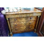 A 19TH CENTURY EMPIRE STYLE MAHOGANY COMMODE, with three drawers and a concealed frieze drawer