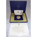 HRH THE PRINCE OF WALES COMMEMORATIVE SOVEREIGN MEDAL, in a fitted presentation case and outer box