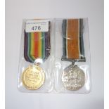 A PAIR OF FIRST WORLD WAR MEDALS, named 'A.G.F Kelsey'