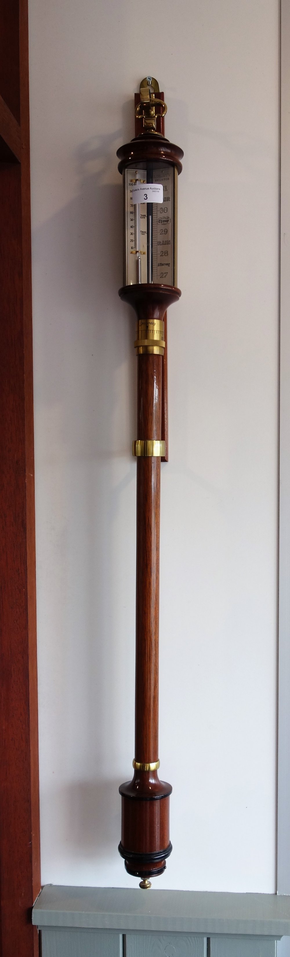 A MAHOGANY CASED "MARINE" BAROMETER by I Blatt Brighton, 96 cm high