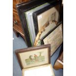 A PAIR OF VICTORIAN NEEDLEWORK FLORAL PICTURES and other pictures