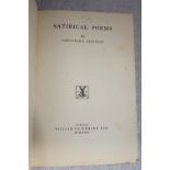 SIEGFRIED SASSOON: 'Satirical Poems, published William Heinemann Ltd 1926, with pasted-in letter