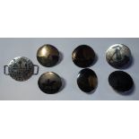 SIX SILVER BUTTONS FROM 'MESAPATANIA' and a WWI buckle inscribed 'PTE Marshall Wiltshire Regiment'