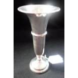 A SILVER POSY VASE, with leaded base, 18cm high