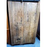 A LARGE LATE 19TH CENTURY PINE PACKING CRATE with old inscriptions