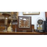 A 1930S OAK MANTEL CLOCK, an Asian bell and similar items