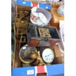 A COLLECTION OF CLOCK MOVEMENTS, enamel clock faces and clock parts