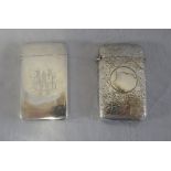 A SILVER CARD CASE, with monogrammed front, and one other, (approx 3oz)