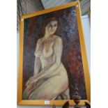 AN OIL ON BOARD NUDE OF A WOMAN, signed and dated '62