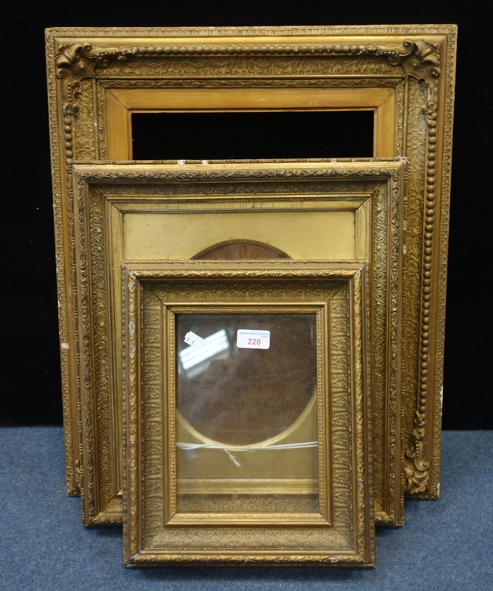 THREE VICTORIAN GILT PICTURE FRAMES