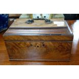 A GEORGE III MAHOGANY TEA CADDY (lined in velvet)