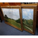 RICHARD CHORLEY; golf course view, oil on canvas, and another similar