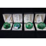 FOUR SELKIRK GLASS PAPERWEIGHTS, Otter, Frog, Grebe and Trout, (all boxed with certificates)