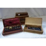 A WOODEN CASED SET OF POSTAL SCALES, and a collection of similar items