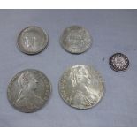 A MARIA THERESA THALER and a collection of similar "silver" coins