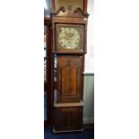 A GEORGE III LONGCASE CLOCK circa 1820, the painted dial inscribed "G Stone Blackburn" in a mahogany