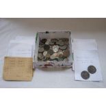 A GEORGE III CARTWHEEL PENNY, 1797, and a collection of pre-decimal and similar coins