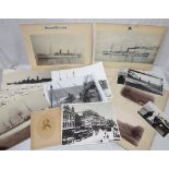 CRUISE LINER AND SHIPPING INTEREST; A COLLECTION OF BLACK AND WHITE PHOTOS OF SHIPS, to include "