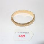 9CT YELLOW GOLD BANGLE, inscribed to the inside 'E.J.N. to S.R.M.12-10-68', weight 16.9gm