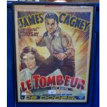 WARNER BROS: A Late 20th Century framed and glazed film poster, 'Le Tombeur, Lady Killer', 'De