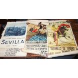 A COLLECTION OF VINTAGE ADVERTISING POSTERS for Spain, including bull fighting posters , circa