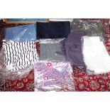 QUANTITY OF DRESS MAKERS FABRIC including black and white striped jersey material and woven tweed