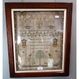 AN EARLY 19TH CENTURY SAMPLER, signed "Sarah Newbound March 12th 1806"