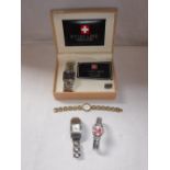 SWISS LINE BOXED GENTLEMAN'S WRISTWATCH and three other watches
