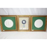 A PAIR OF ROYAL COPENHAGEN CIRCULAR PLAQUES with classical designs, each 14 cm dia (within a