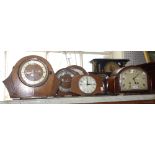 A 1930S WALNUT CASED MANTEL CLOCK and others similar (8)