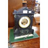 A VICTORIAN SLATE CASED MANTEL CLOCK (key in office)