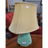 A 1950S/60S PRIMAVERA VINTAGE GREEN CERAMIC TABLE LAMP with gold star decoration